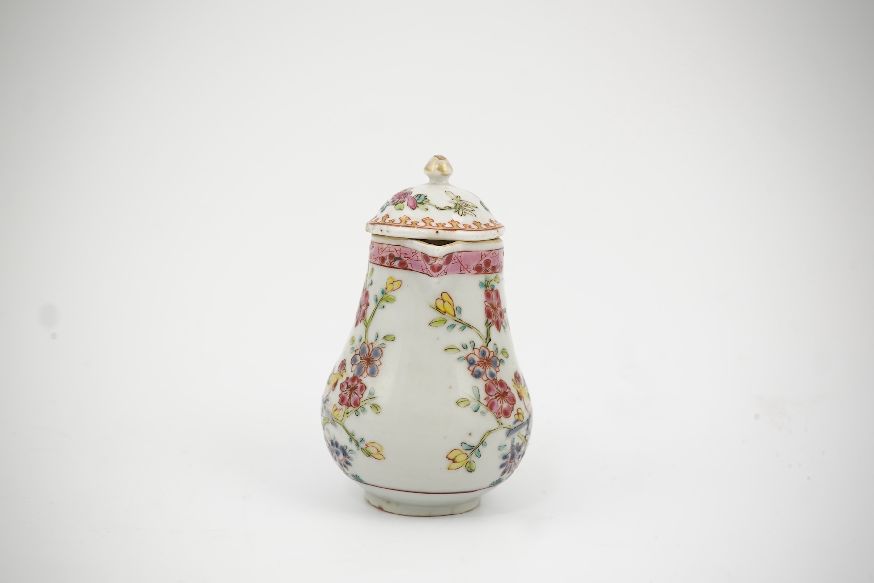 A Chinese famille rose ‘cockerel’ cream jug and cover, Yongzheng period